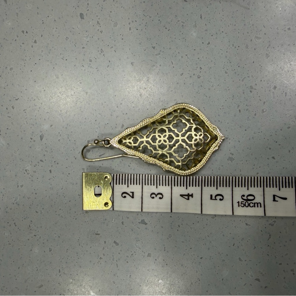 Kendra Scott Gold Filigree Teardrop Dangle Earrings - Picture 3 of 4